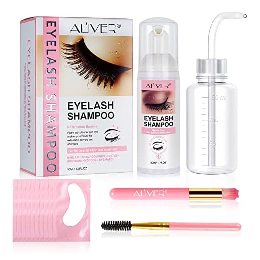 Champú para extensiones de pestañas de 50 ml+botella de enjuague+cepillos+parche de ojos de hidrogel - Limpiador espumoso para párpados, sin parabenos ni sulfatos