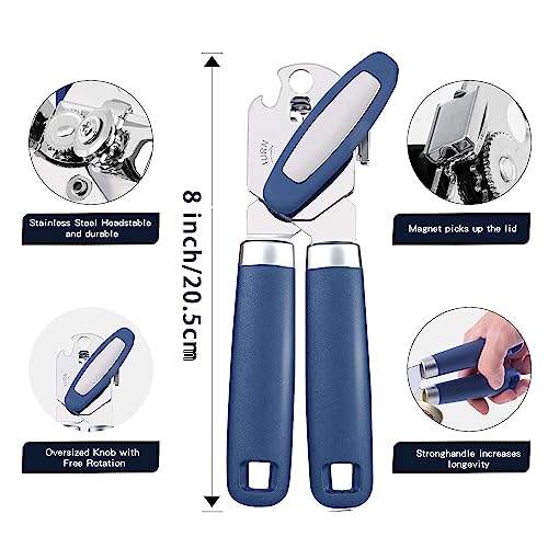 Heyzone 8 Inch Can Opener Manual With Magnet,Hand Held Commercial Can Opener Smooth Edge,Good Grips Can Opener Heavy Duty,Handheld Best Manual Can Opener For Seniors,Kitchen Gadgets/Essentials.blue #TOP2