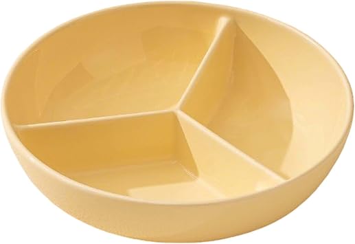 YSUEFIJO Ceramic Divided Dinner Plate, 3 Compartment Plate Round Design, Sectioned Dinnerware For Portion Control Meals, Serving Plate For Main Dish Sides Snacks, Daily Family Table Use