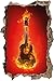 Produktbild Pixxprint 3D_WD_2855_92x62 Brennende Gitarre Wanddurchbruch 3D Wandtattoo, Vinyl, bunt, 92 x 62 x 0,02 cm