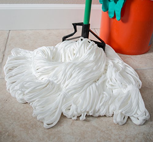 Image of Carlisle FoodService Products 36932000 Cotton Blend Medium Rough Surface Narrow Band Mop, 12 inch Length, White (Pack of 12)