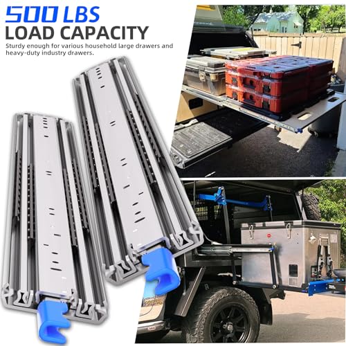 SLIDEWAY 500Lbs Locking Heavy Duty Drawer Slides 22" Full Extension by SLIDEWAY - Used condition - Image 7
