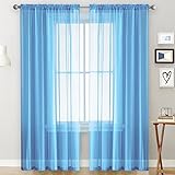 Nvzi Fensterschutz, 2 Paneele, 132 x 160 cm, blau, transparente Vorhänge für Zuhause, Fenster-Ersatz, leichter Fensterschutz und Vorhänge für Wohnzimmer, Schlafzimmer, Fensterdekoration ​