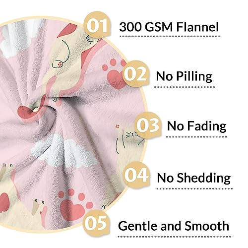 Cat Blanket Gifts - 30"x40" Cute Throw for Kids & Adults - Pink Soft Fuzzy Blankets for Couch & Office