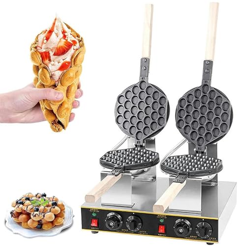 ZOLPINL Máquina Comercial para Hacer gofres con Forma de Huevo, 1400 W, con Control de Temperatura y Tiempo, Cuerpo de Acero Inoxidable, Profesional, para Hacer gofres con Forma de Huevo y