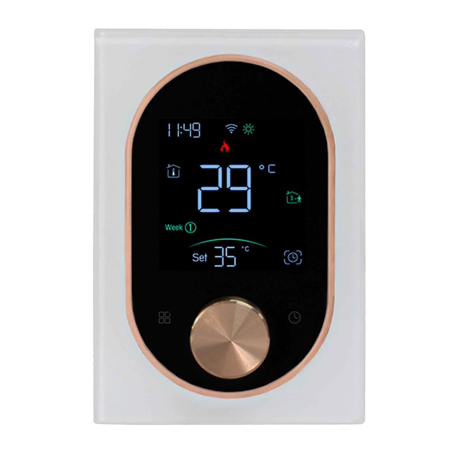 Denash Inteligentny Termostat, Programowalny Kontroler Temperatury z Ekranem Dotykowym, montaż Cyfrowy Termostat do Ogrzewania Elektrycznego (WHITE)
