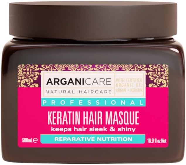 Arganicare | Keratin Repairing Hair Masque | All Hair Types | Intensive Conditioning Care | Smoothness, Strength and Shine | 500 ml