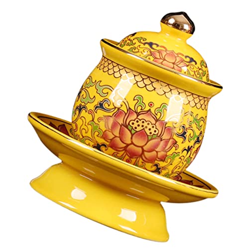 BESTonZON Tazza Ceramica Per Offerte Contenitore Ritualistico Per Buddisti Decorazione Per Templi e Stanze Zen Design Creativo e Lavorazione Fina Stabile e Resistente Coppa Porcellana Di