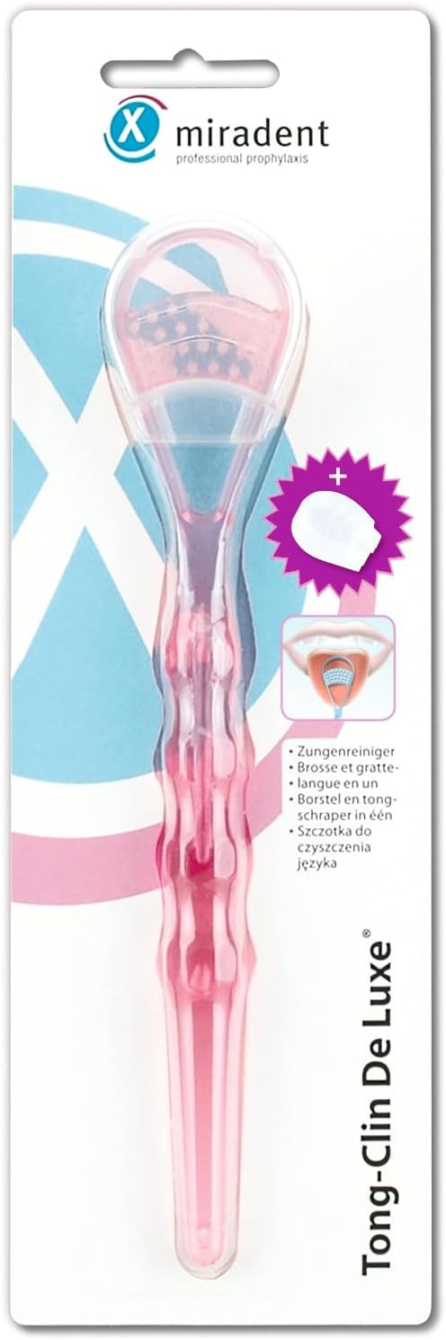 Miradent Tongue Cleaner Pink Luxury Tong-Clin - One Brush