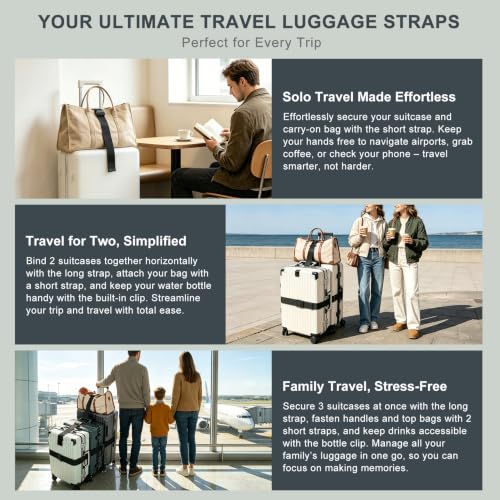 Vigorport Luggage Straps for Suitcases 3 PCS, Adjustable Elastic Tick Rope - image 3