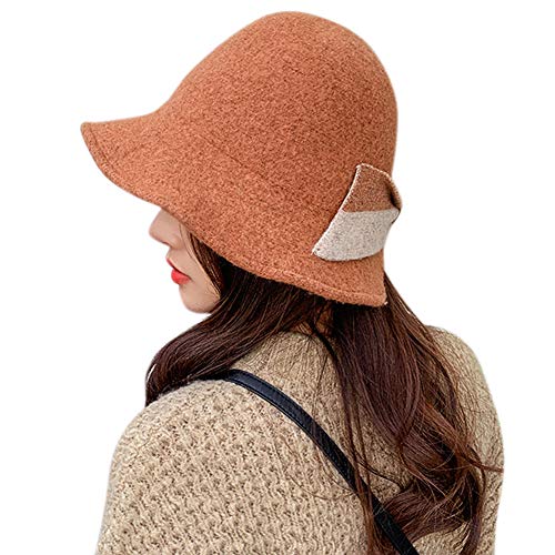 Damen Wollfilz Vintage 1920er Kirche Glocke Bowler Hut Winter knautschbar - Pink - Einheitsgröße Cover