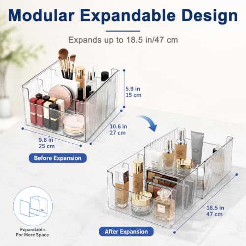 Image of HASTHIP Expandable Storage Box Clear Plastic Organizer with Compartments