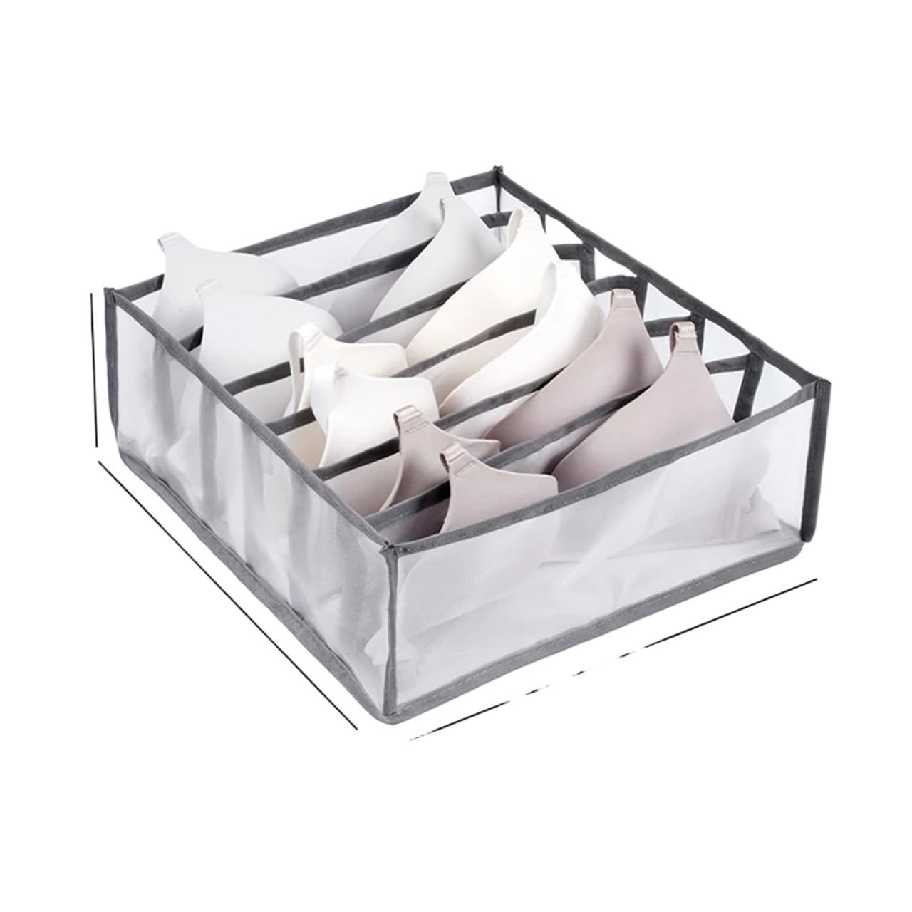 BAYNOPURIN Sock Storage Box Fabric Underwear Bra Storage Box Sorting Panty Socks Compartment Drawer Organizer Home(Gray 6grids)