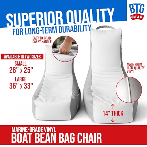 BTG GEAR Bean Buoy Chair for Boats | Regular Bean Bag 25"x26" | Marine-Grade Vinyl Deck Seat Bean Bag | Waterproof | for Fishing Boat & Deck Lounge