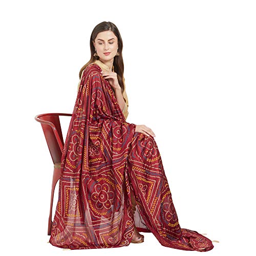 Image of DUPATTA BAZAAR Woman's Printed Bandhini Silk dupatta