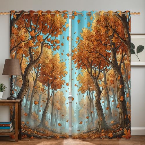 Rideaux occultants à œillets 132x183 cm avec motif de feuilles d'érable - 3