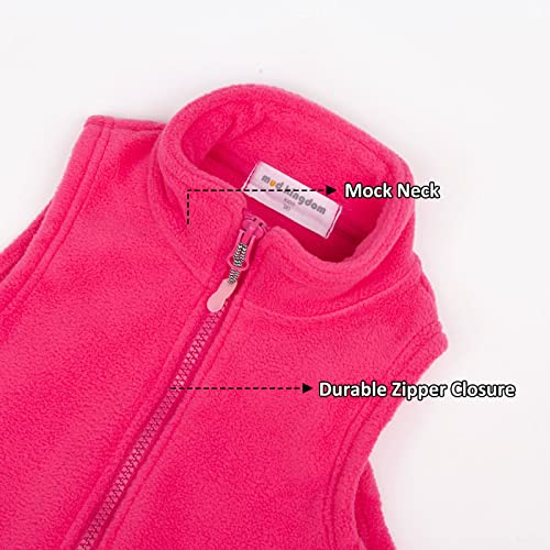 Littlespring Toddler Girls Fleece Vests Zipper Lightweight Soft Hot Pink, Size 4 #TOP3