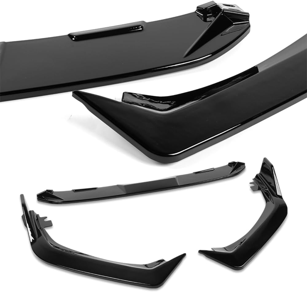 Q1-TECH, 5PCS Front Bumper Lip + Side Skirt Rocker Winglet Canard Diffuser Wing Compatible with 2025-2026 Honda Civic Sedan/Hatchback, Front Lip Spoiler Splitter ABS (Painted Glossy Black)