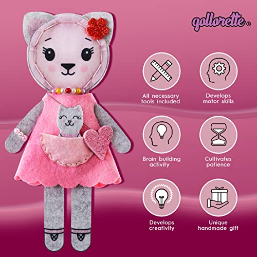 Qollorette Felt Sewing Kit For Children, Make Your Own Kitty Toy, Kids' Craft Kit - Make A Friend Sewing Kit - Beginner Sewing Kit For Kids, Learn To Sew & Play #TOP2