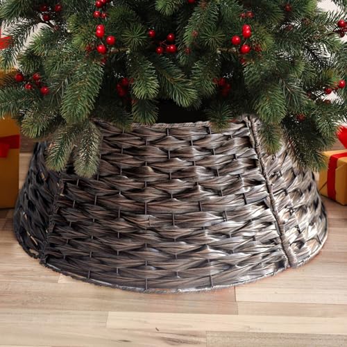 Panier de Sapin de noël Ø 60 cm Housse pour Sapin de Noël en Osier Support pour Sapin de Noël en Rotin Naturel Housse Cache Pied Sapin de Noel osier rotin Sapin osier Jupe Sapin Cache Sapin