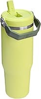 Vista 134 de Stanley - Vaso con popote plegable IceFlow con asa de 30 onzas Tapa de giro y popote abatible Botella de agua resistente a fugas Acero