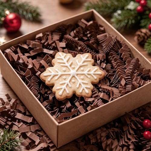 Image of Zankubom 1 /2LB Deep Brown Crinkle Cut Paper Shred Filler Great for Gift Wrapping, Deep Coffee Basket Fillers, Birthday, Gift Wrapping, Halloween Thanksgiving Christmas Party Decor Filling Supplies