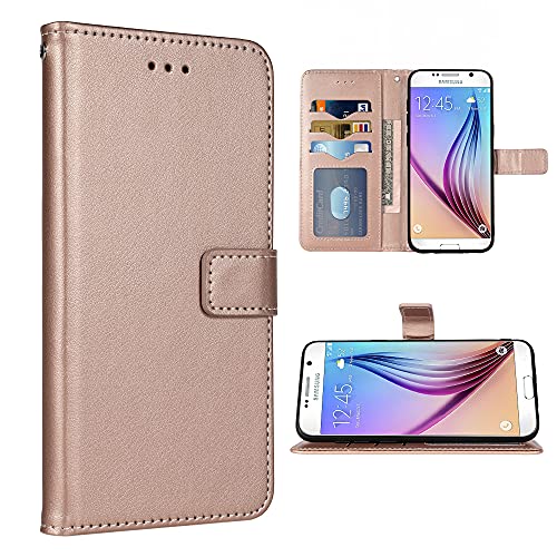 FDCWTSH Compatible with Samsung Galaxy S6 Active Wallet Case and Wrist Strap Lanyard Flip Cover Card Holder Stand Cell Accessories Phone Cases for Glaxay S6Active 6s S 6 6Active G890A Rose Gold