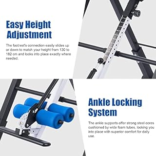 VONLUCE Panca Inversione Pieghevole Tavola di Inversione Gravitazionale Macchina Invertita Altezza Regolabile per Allenamento Muscolare per Sollievo Dolore alla Schiena Supporta Fino 150 kg (Blu)