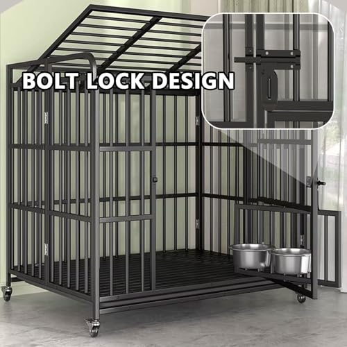 Hundekäfig Metall Haustierhütte Faltbar mit Dachfenster Design und Rollen für den Innen- und Außenbereich-4