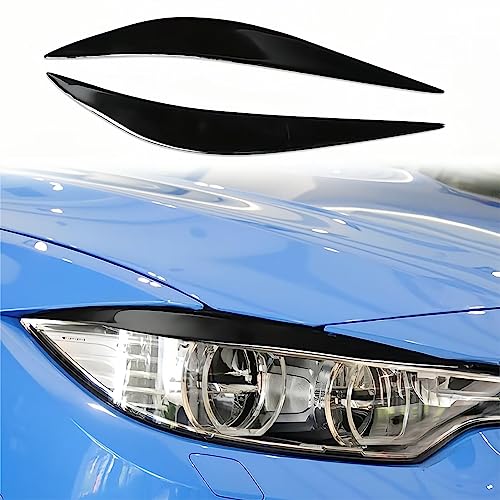 Toworldit 2Pcs/Set Bright Black Soft Plastic Headlight Eyebrow Cover Headlamp Eye Lid Covers Decoration Trim Sticker (Compatible With Bmw 4-Series F32 F33 F36 2012-2017 / F80 M3 F82 F83 M4 2014-2016) #TOP11