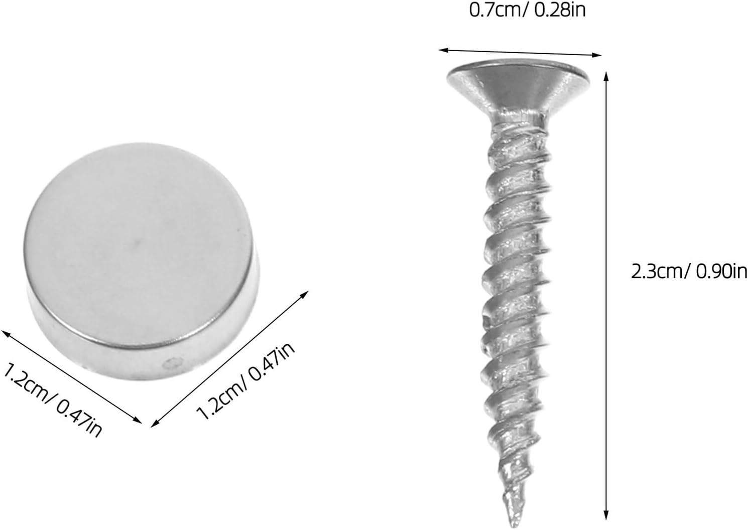 100pcs 12mm Stainless Steel Mirror Screws with Caps for Furniture