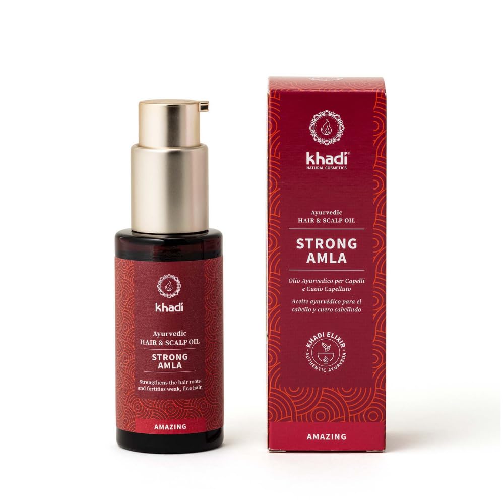 Aceite capilar khadi STRONG AMLA - previene la caída del cabello y las canas, fortalece las raíces - 100% natural, vegetal, vegano y sin siliconas - 50 ml