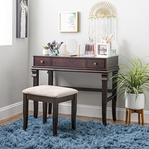 Linon Angela Walnut Vanity Set,30" x 36" x 18" by Linon - Image 3