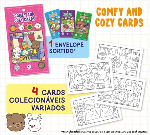 Comfy and Cozy 4 Cards para colorir e colecionar:
