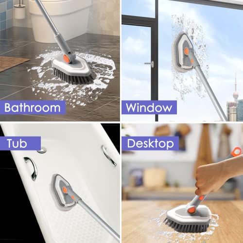 Shower Scrubber For Cleaning,Bathroom Scrubber With Long Handle,2 In 1 Tub And Tile Scrubber Brush,Bathroom Cleaning Supplies Floor Scrubber Baseboard Cleaner Tool Tub And Tile Bathtub Scrubber Orange #TOP4