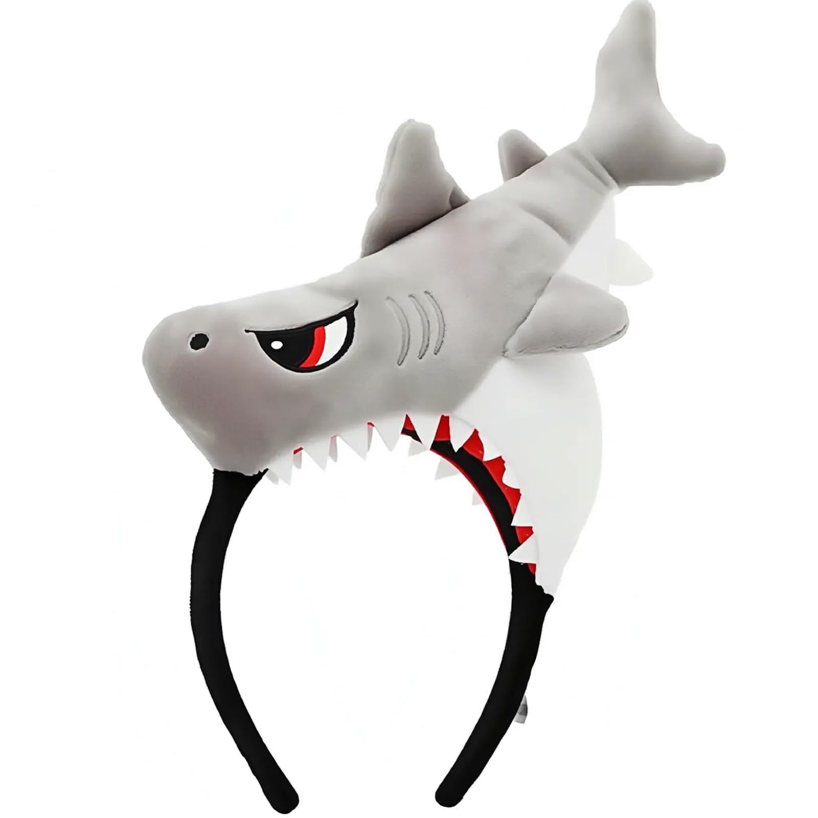 YIERM Shark Headband Plush Grey Shark Hairbands Cloth Hair Hoop Adorable Shark Fin Hat Sealife Animal Headwear Cosplay Costume for Halloween Christmas Party Accessories Fancy Dress