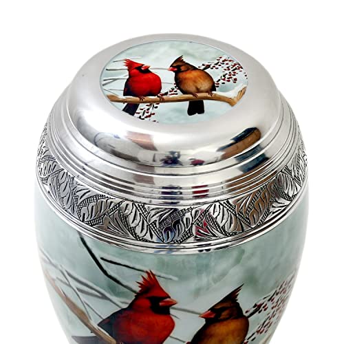 Hlc Beautiful Cardinal Couple Bird Cremation Large Urn For Human Ashes - Handcrafted - Affordable Urn For Ashes (Adult (200 Lbs) – 10.5 X 6 “, Urn) #TOP2