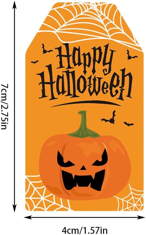60 Pack Halloween Hanging Tags Paper Tags Halloween Pumpkin Tags with 40ft Cotton Strings for Halloween Theme Hanging Decor Halloween Party Candy Bag Gift Wrap Supplies image 2