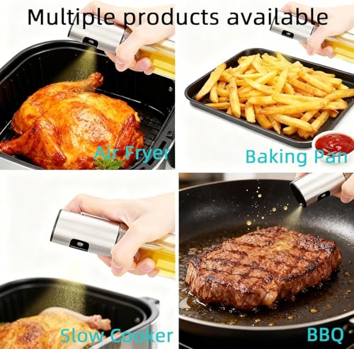 Image of Refillable stainless steel Olive Oil Sprayer bottle with funnel - 100ml Glass Cooking Oil Spray Bottle for Air Fryer, Salad & Baking