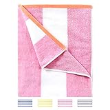 HENBAY Fluffy Oversized Beach Towel - Plush Thick Large 70 x 35 Inch Cotton Pool Towel, Rose Red Striped Quick Dry Swimming Cabana Towel