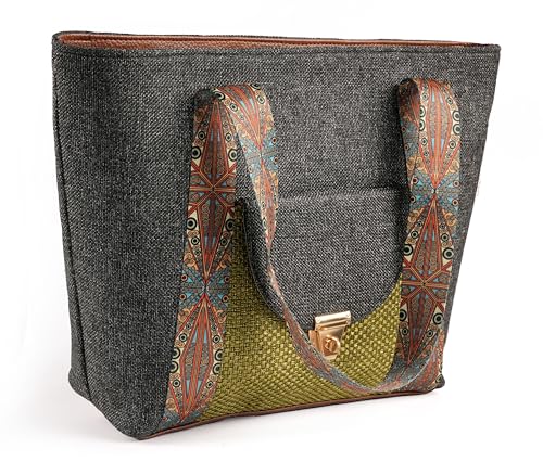 Image of Babbotty Jute Stylish Tote Bags for Women Big Size with Zip Multiple Compartments Inner Pocket Ladies Purse Handbags Girls Shoulder Hobo Bag for Office College Daily Use & Travel
