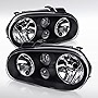 AUTOZENSATION Compatible with 1999-2006 Volkwagen Golf MK4 / GTI MK4 2004 VW Golf R32 1999-2002 VW Cabrio Black Headlights w/Built-in Fog Lamps L + R Pair Headlamp