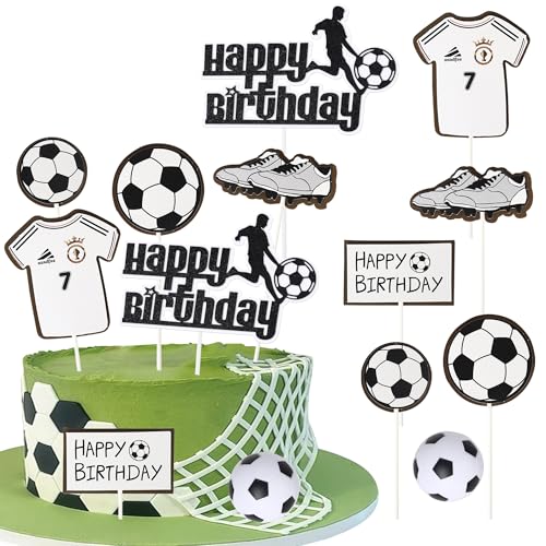 Rsstarxi 6 Pack Soccer Cake Topper Jerseys Soccer Ball Shoes Football Player Cake Pick for Sports Football Theme Baby Shower Birthday Party Cake Decorations Supplies