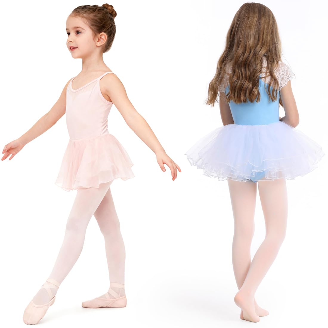 Medias de ballet 80D elásticas transpirables para niñas pequeñas Rosa nude