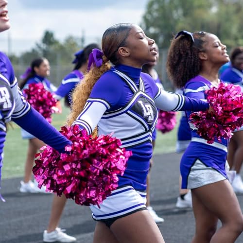 image for Hooshing 2PCS Hot Pink Pom Poms Cheerleading with Baton Handle for Tea