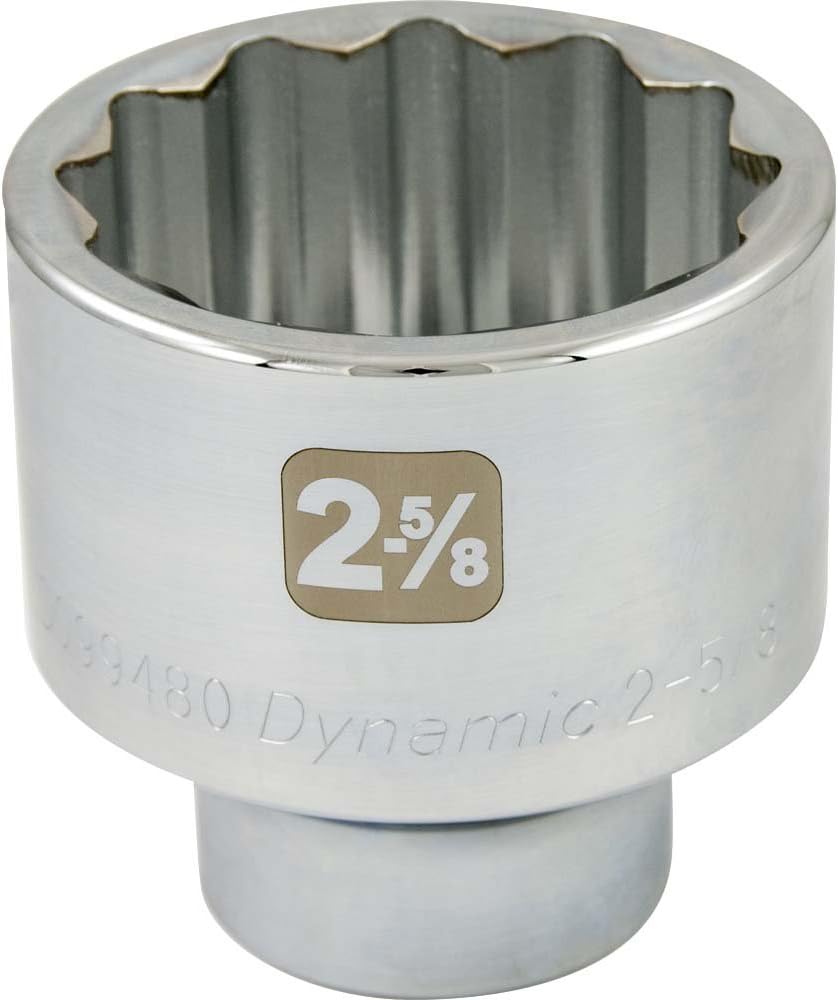 Dynamic Tools D099480 1" Drive 12 Point SAE Socket 2-5/8" with Standard Length, Chrome Finish