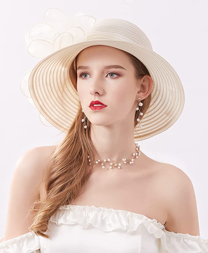 Sombrero de mujer estilo Derby para boda y eventos miniatura 6