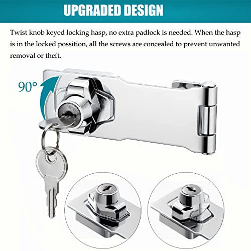 Litensh 3 Inch Hasp Lock Padlock Gate Latch Door Bolt Lock With