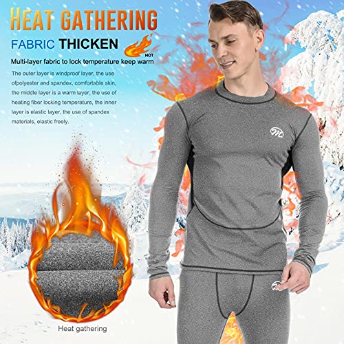 Men’s Thermal Underwear Set, Compression Base Layer Sports Long Johns Fleece Lined Winter Gear Running Skiing3