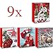 Produktbild Weihnachtstüten -9 Stück - Mittlere Geschenktüten für Weihnachten Geschenktaschen Weihnachtstüte im 4 Design Papiertüten Weihnachtstaschen Präsenttüten (24x18x8cm)